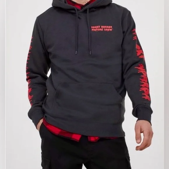 Rocky Horror Picture Show XL Black Sweatshirt Hoodie H&M Divided Cotton Blend - Picture 5 of 9